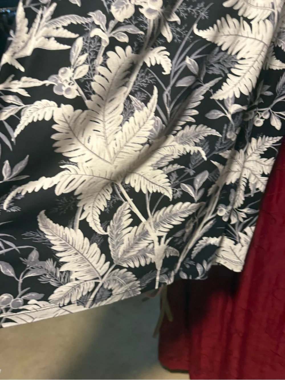 Talbots Black & Cream Tropical-Leaf Mini Dress